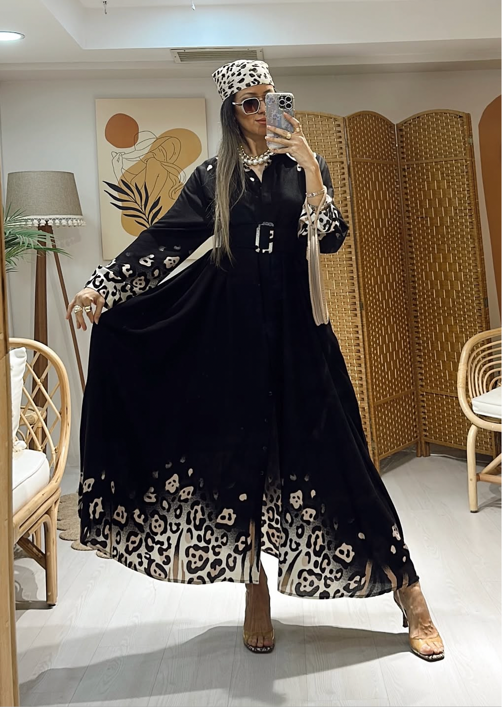 Black Leopard Classy Comfy Dress