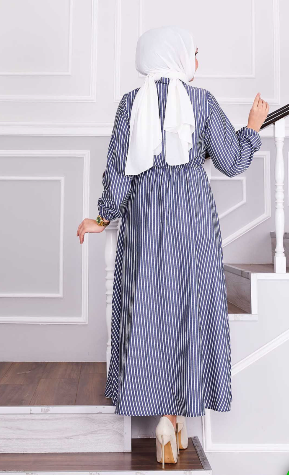 Sophia Navy Lines Dress