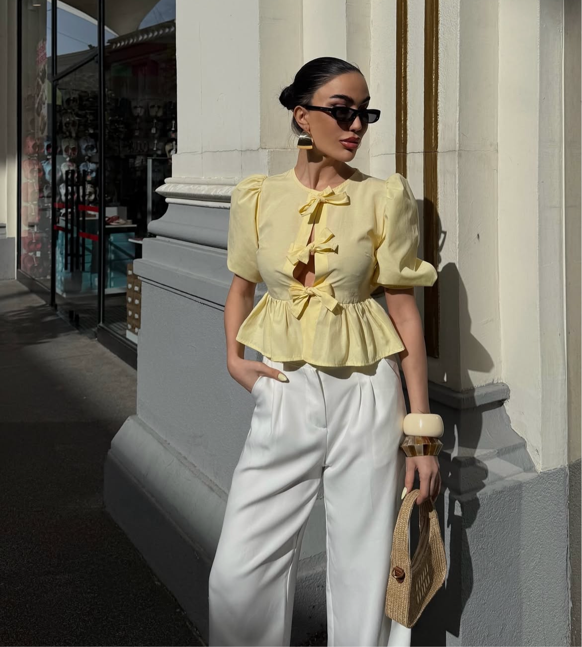 Butter Yellow Ribbon Top