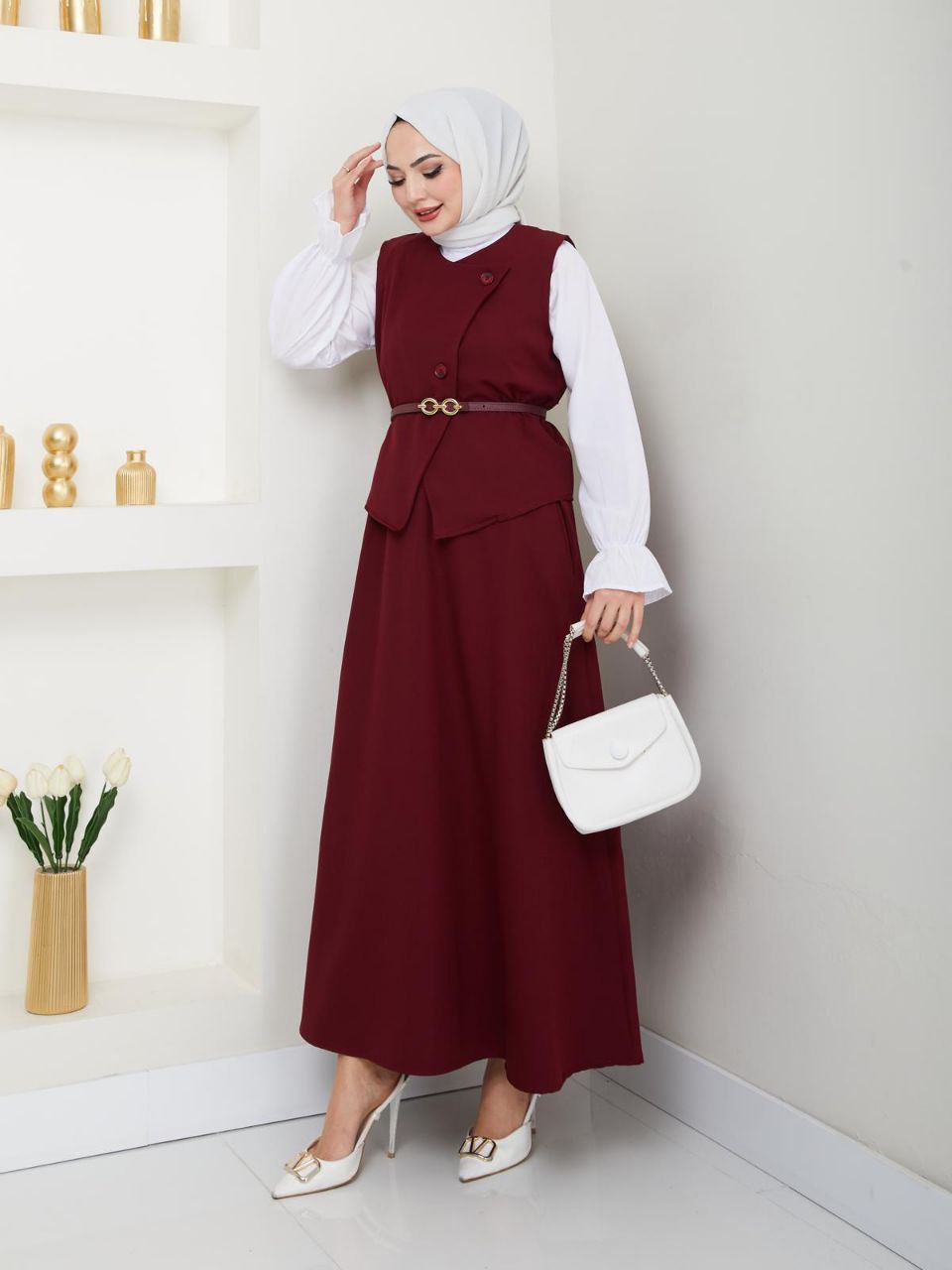 Burgundy Skirt Set - 2pcs