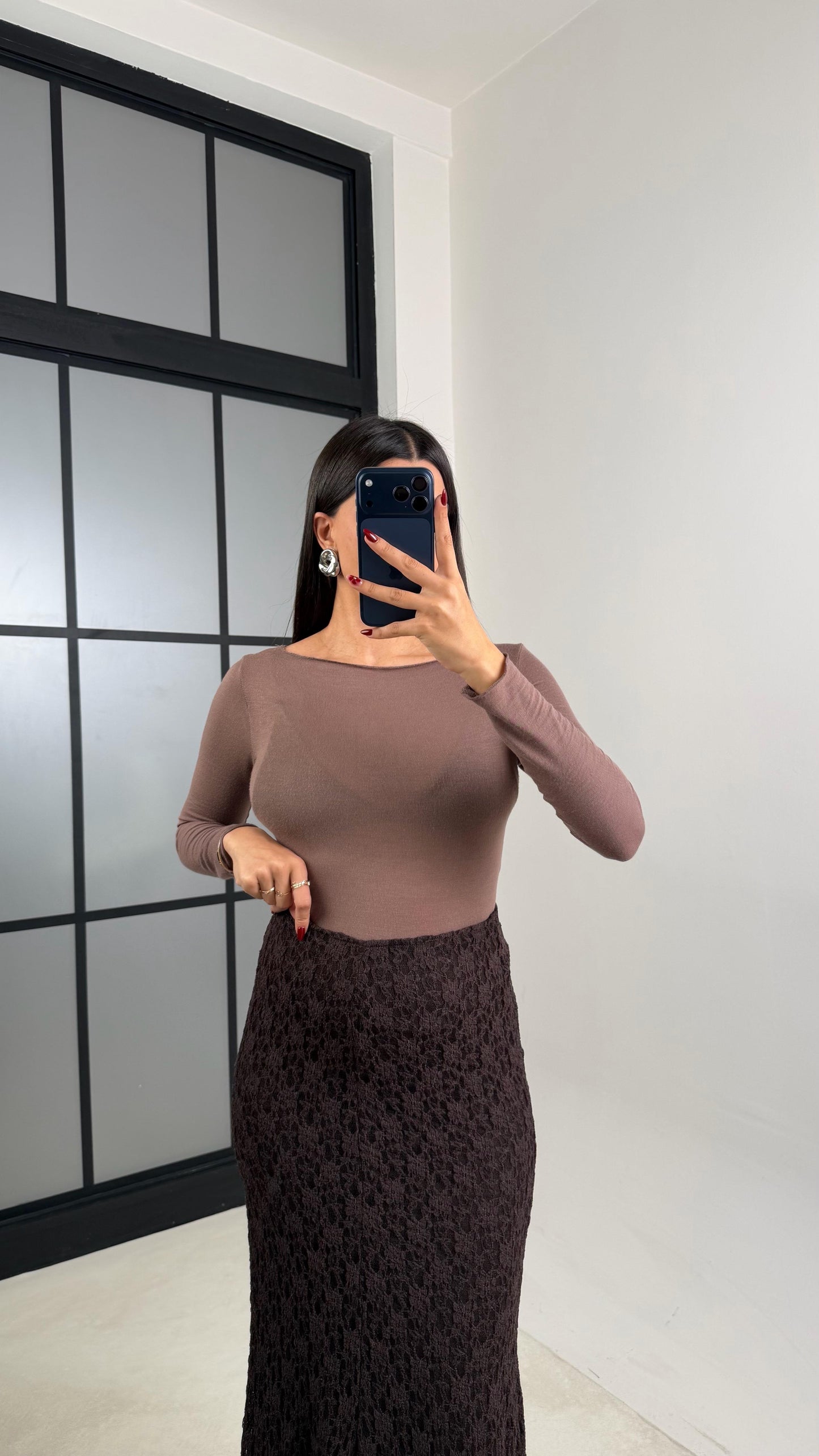 Brown Dentelle Skirt