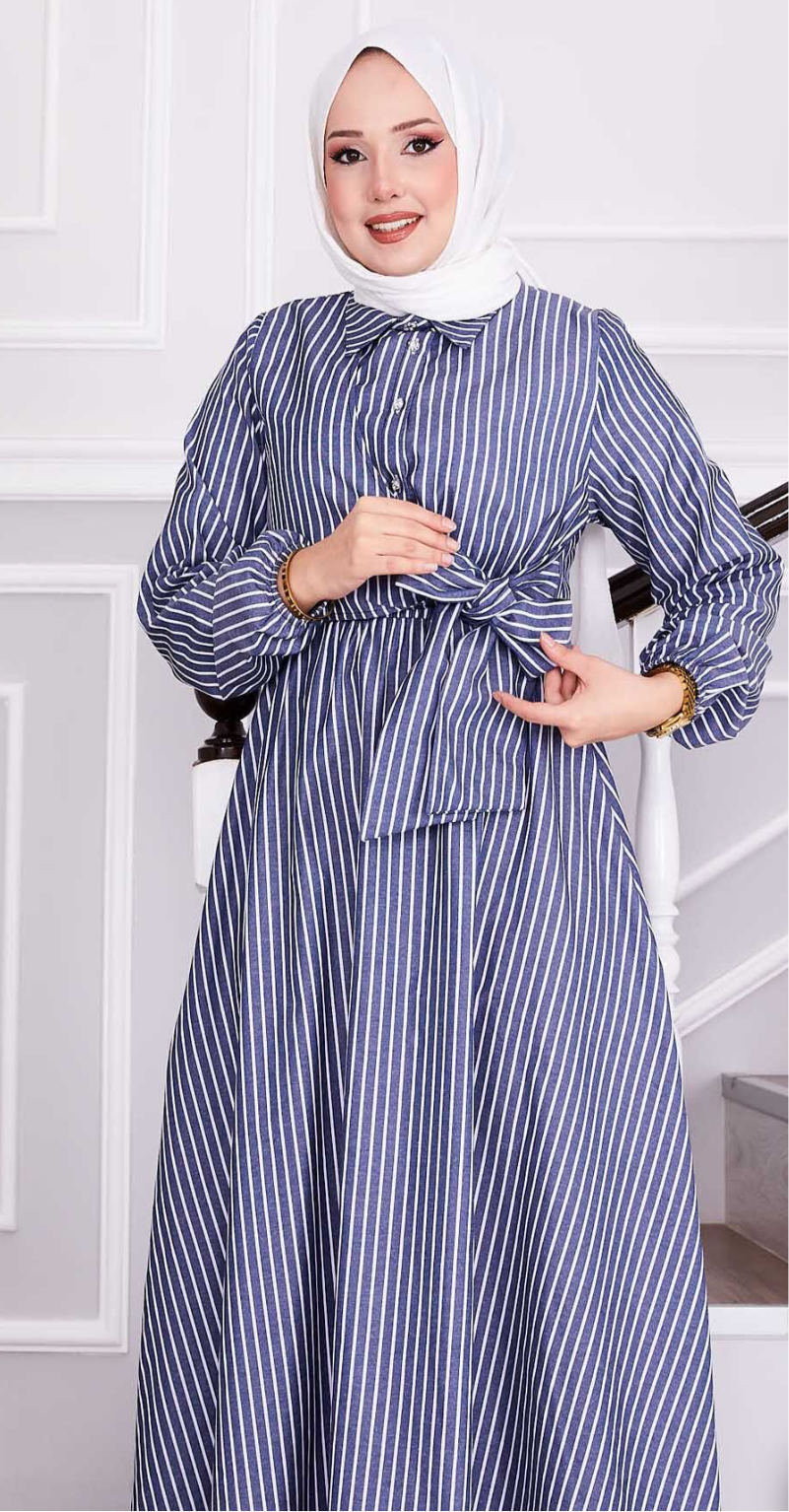 Sophia Navy Lines Dress