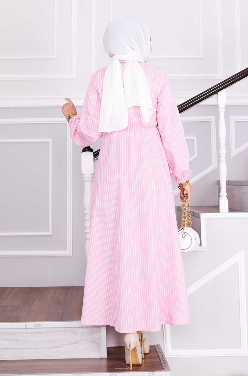 Sofia Pink Lines Dress