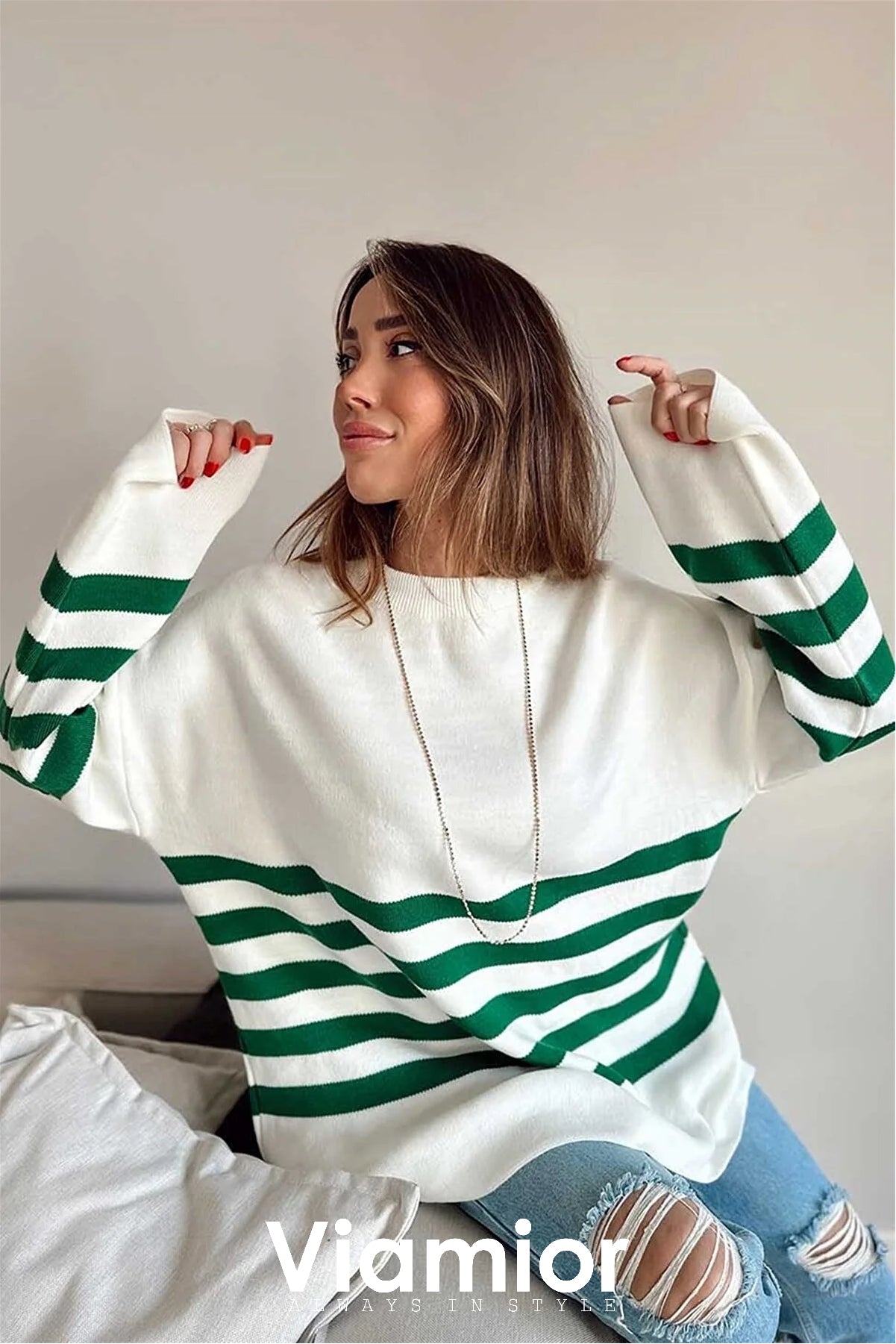 Oversize Green Lines Blouse