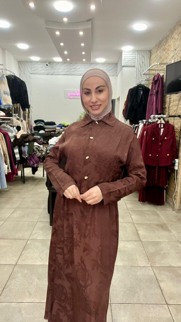 Brown Satin Classy Dress