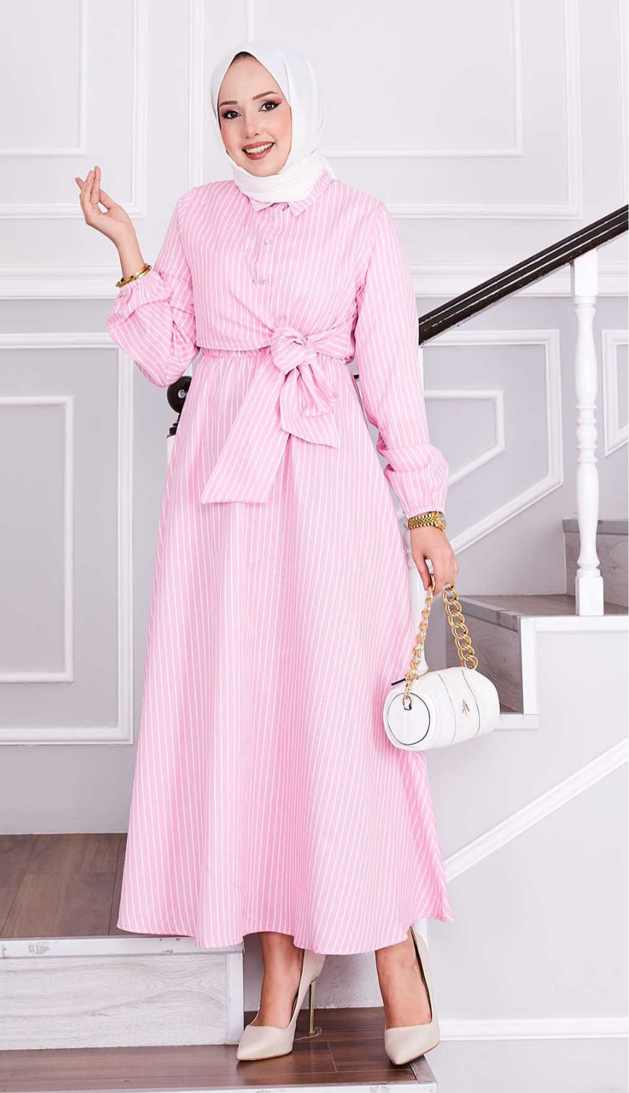 Sofia Pink Lines Dress