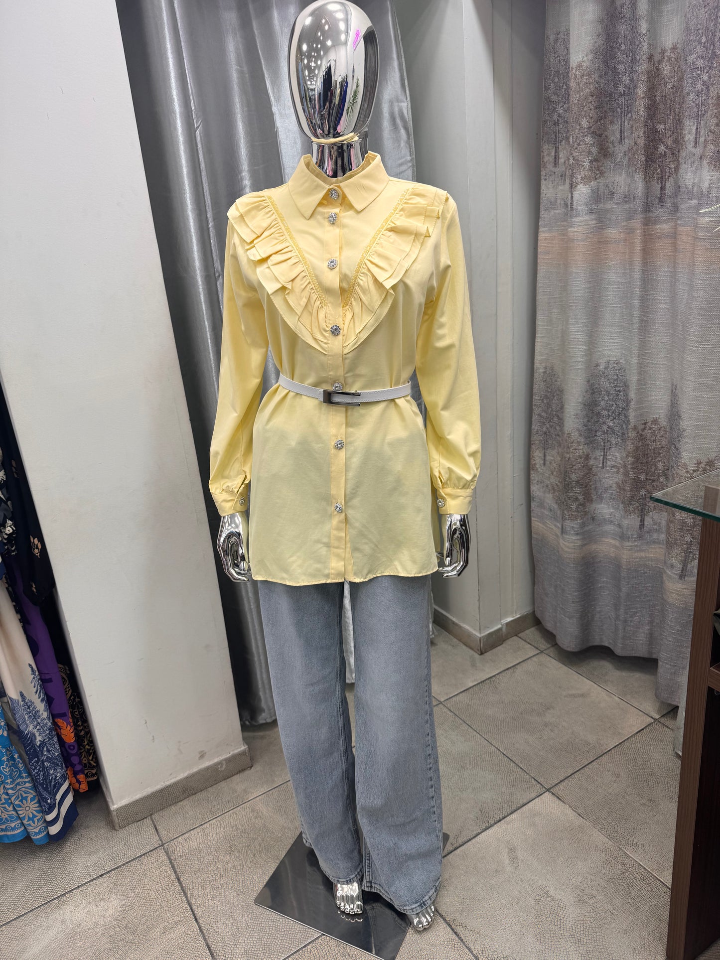 Pastel Yellow Ruffles Shirt