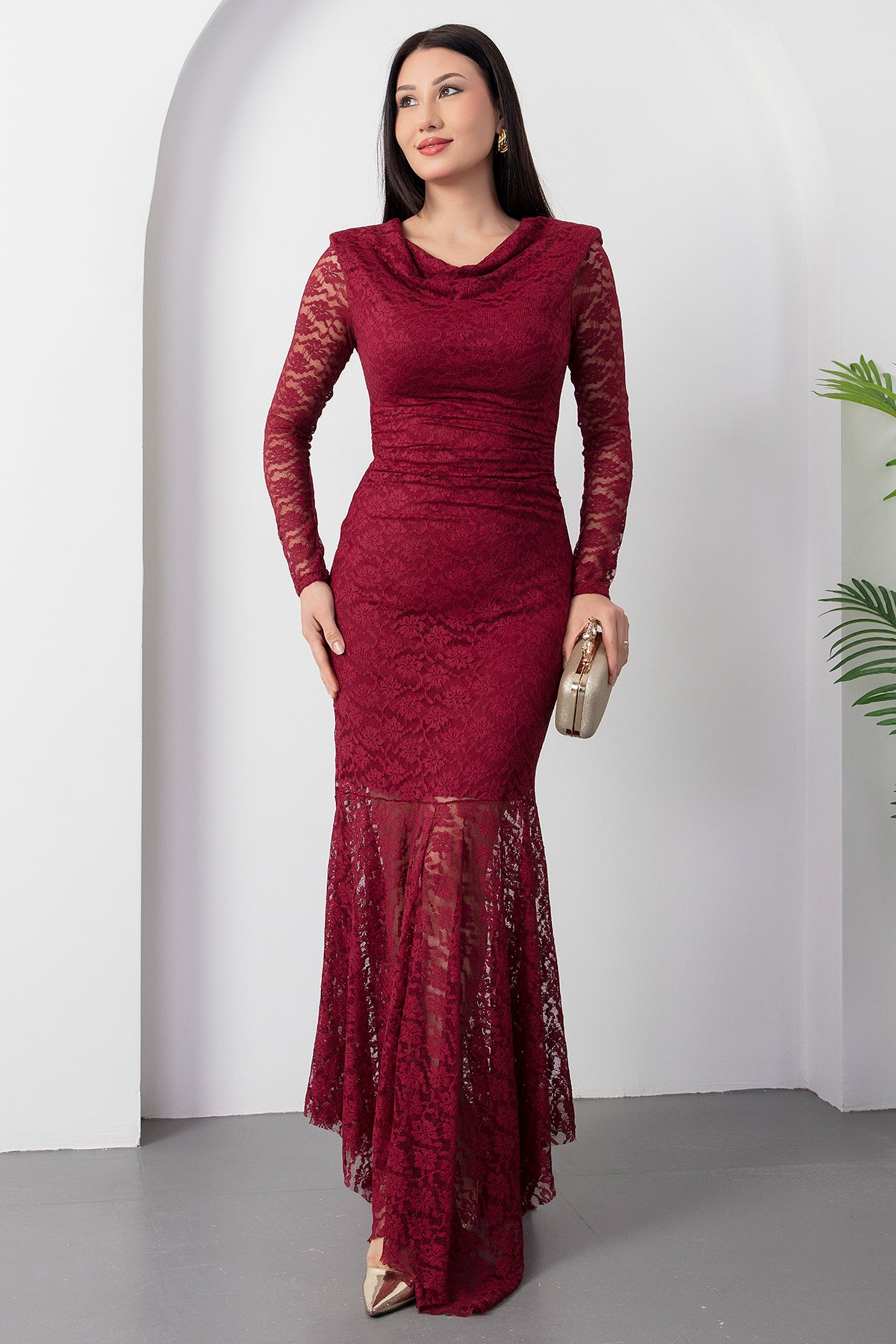 Wine Dentelle Dress