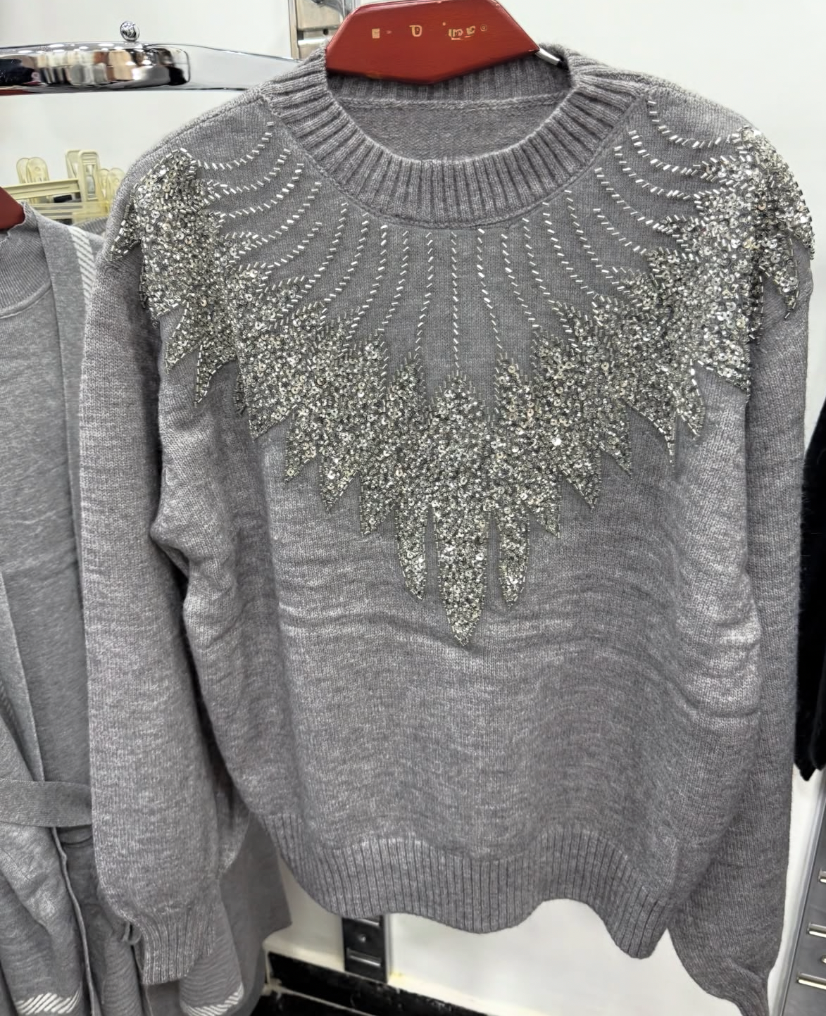 Grey Rhinestones Top