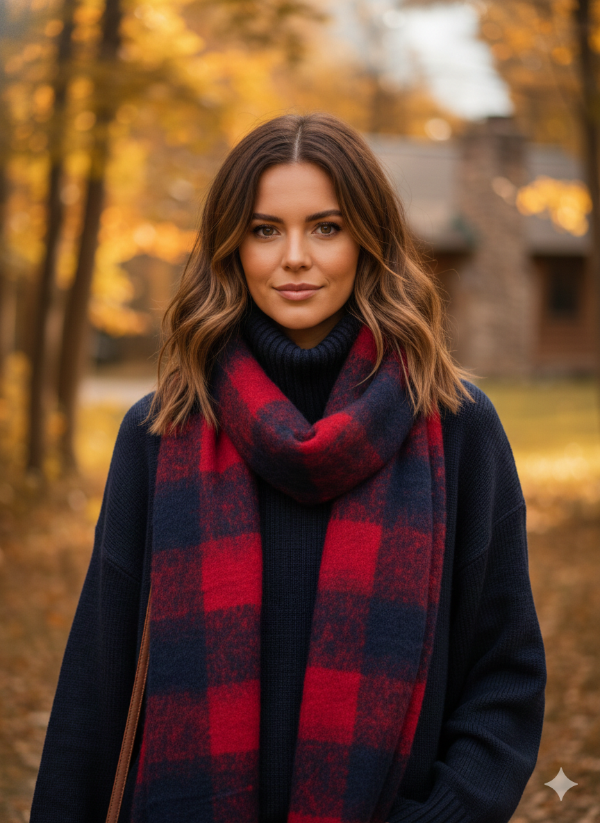 Navy Red Scarf