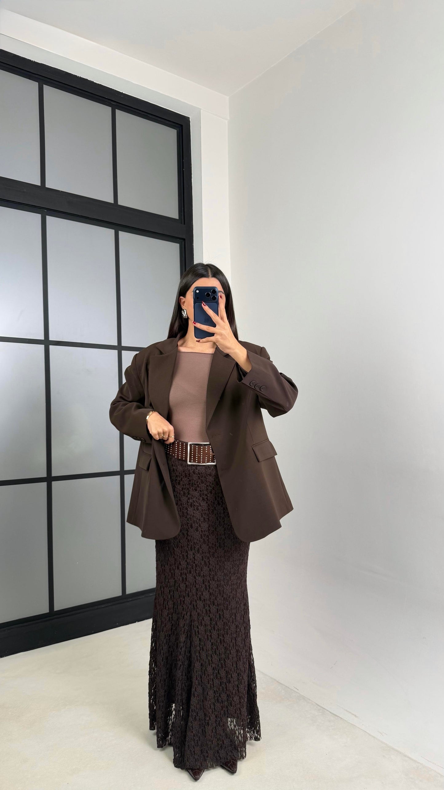 Brown Dentelle Skirt