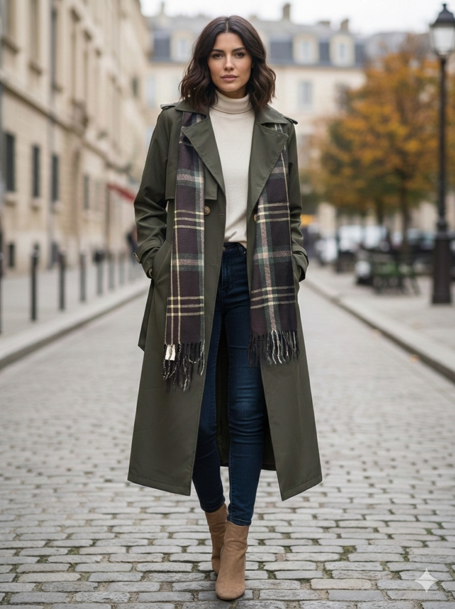 Brown Dark Green Scarf