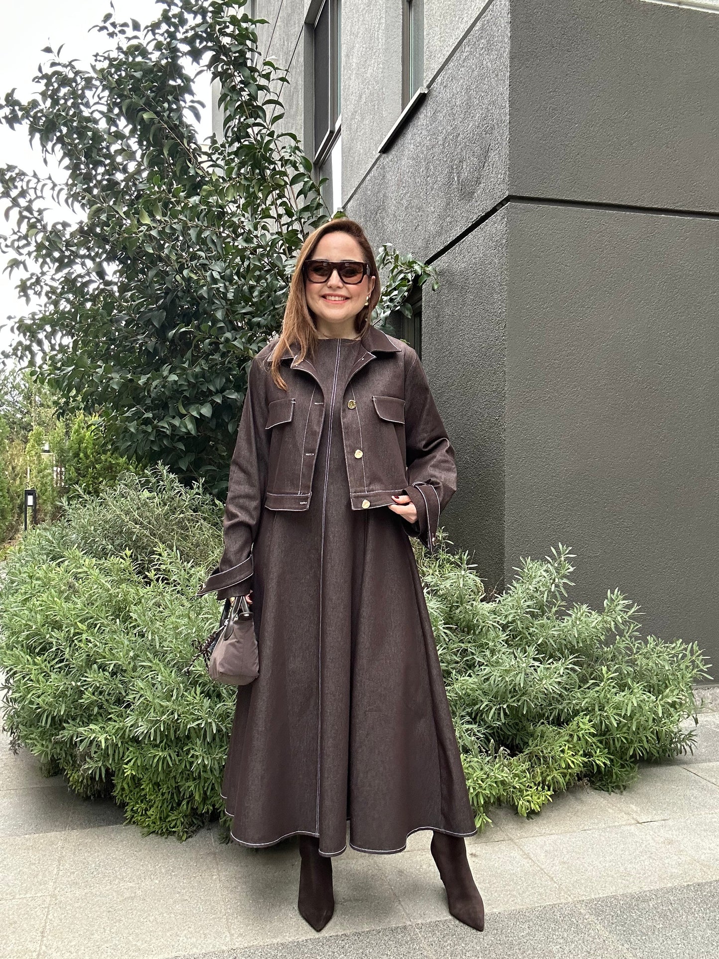 Brown Jeans Dress Set