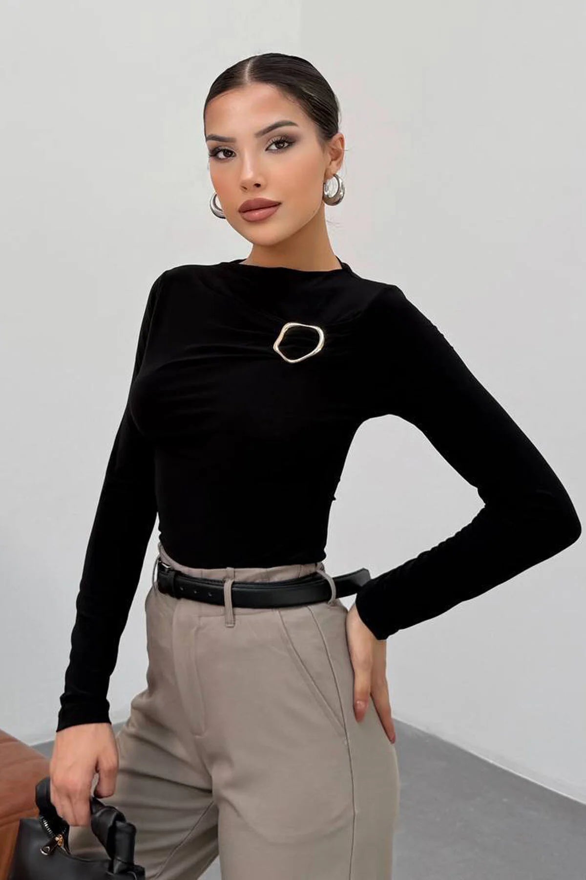 Black Gold Brooch Top