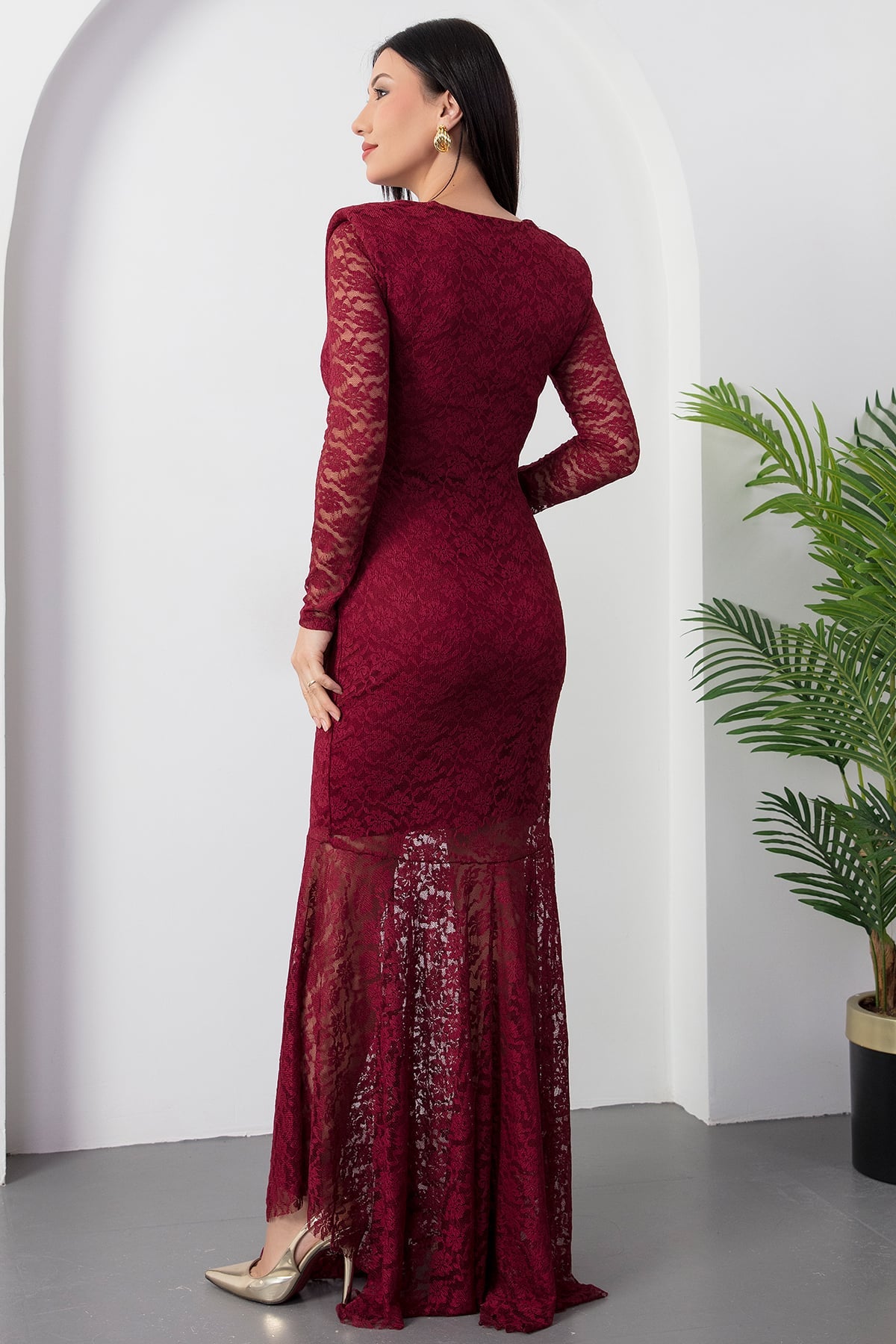 Wine Dentelle Dress