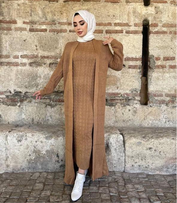 Wool dress set -beige