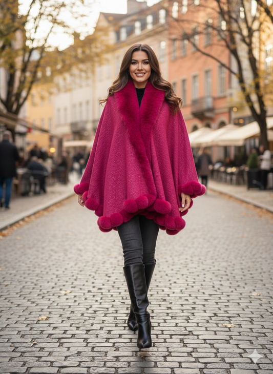 Magneta Fur Cape