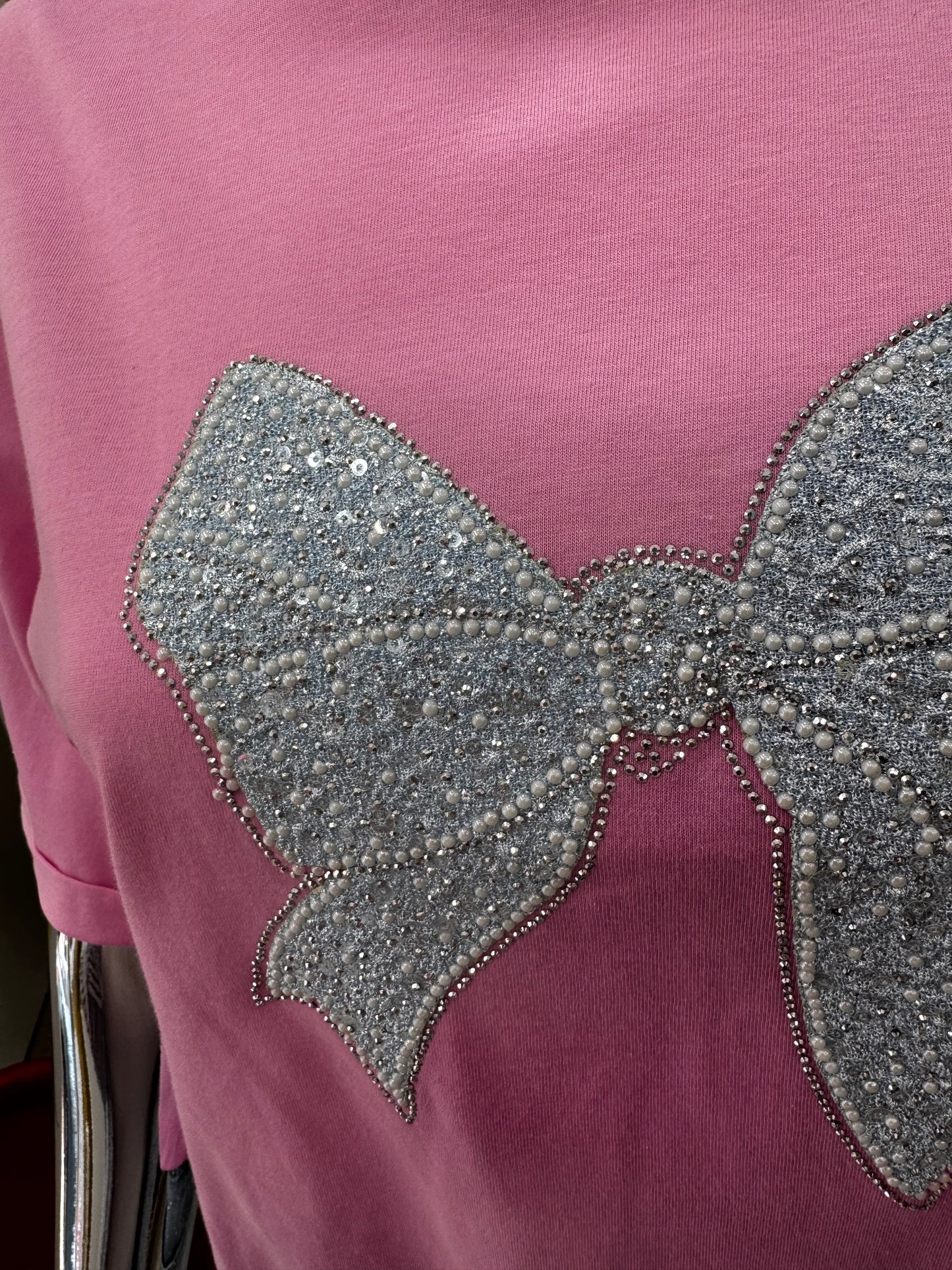 Pink sparkling Ribbon Top