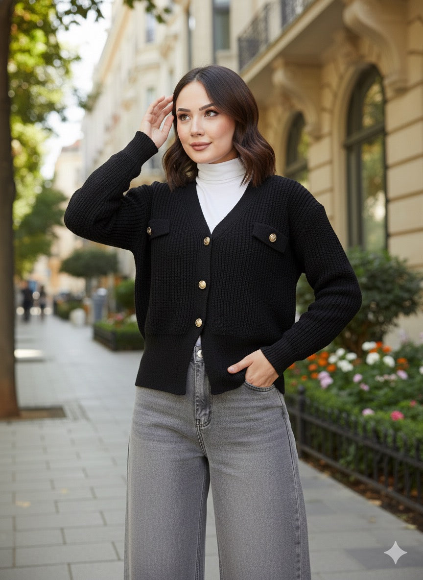 Black Cardigan Top