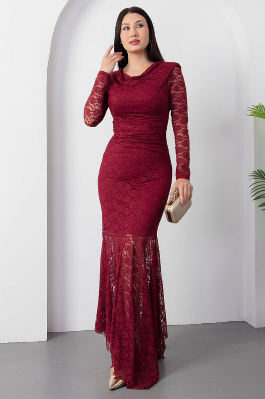 Wine Dentelle Dress