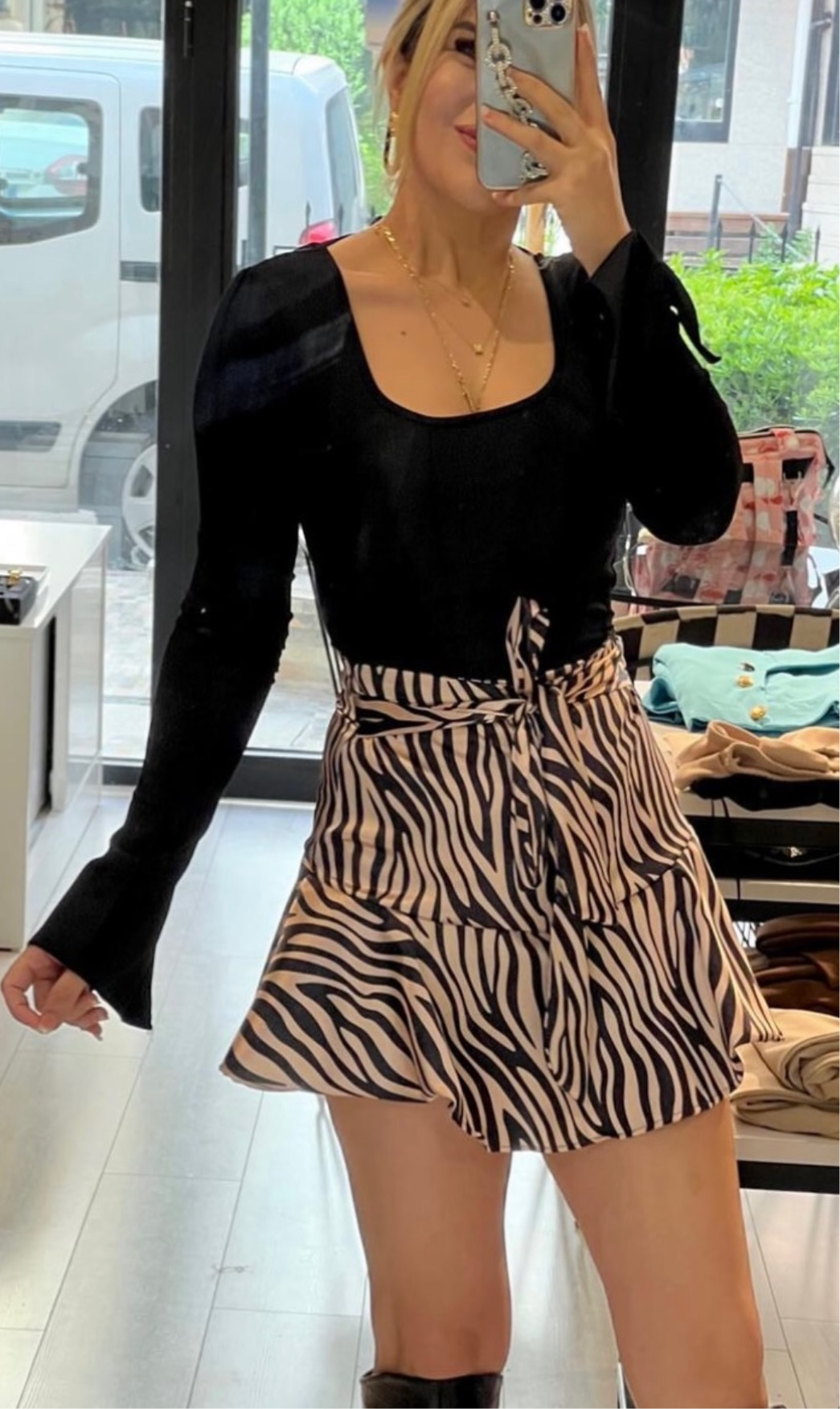 Zebra Saten Skort