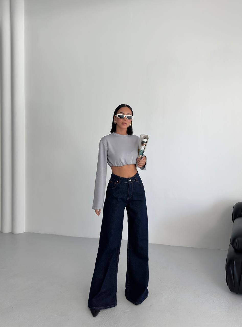 Dark Blue Wide Leg Jeans