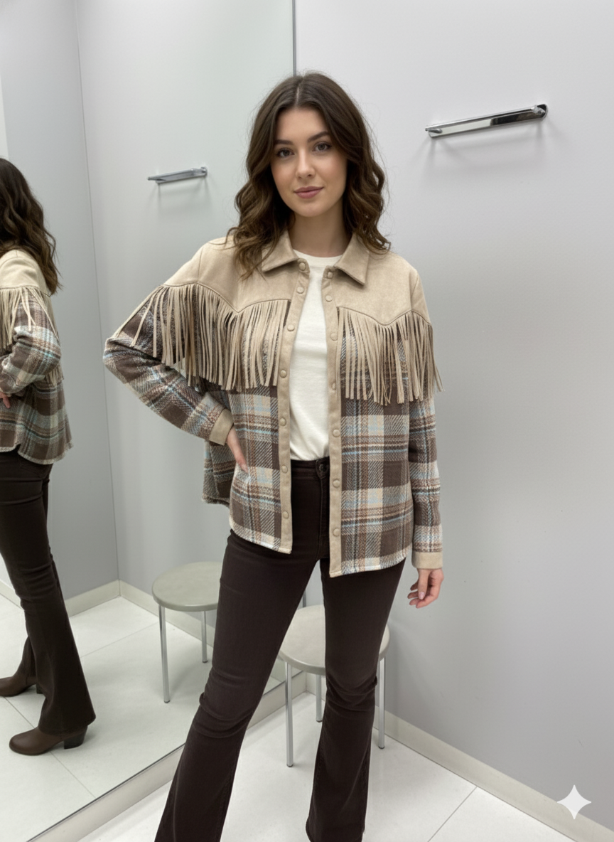 Tasseled Plaid Shirt