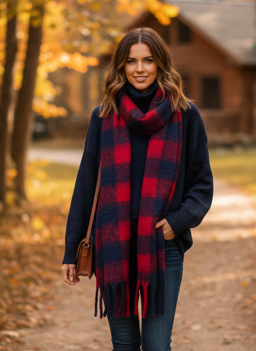 Navy Red Scarf