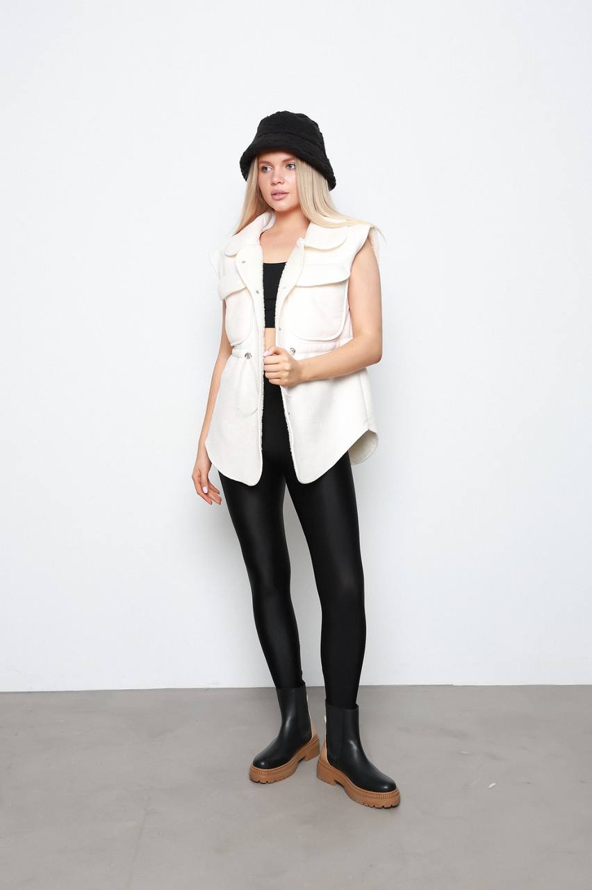 Elegancy Off White Suede Vest