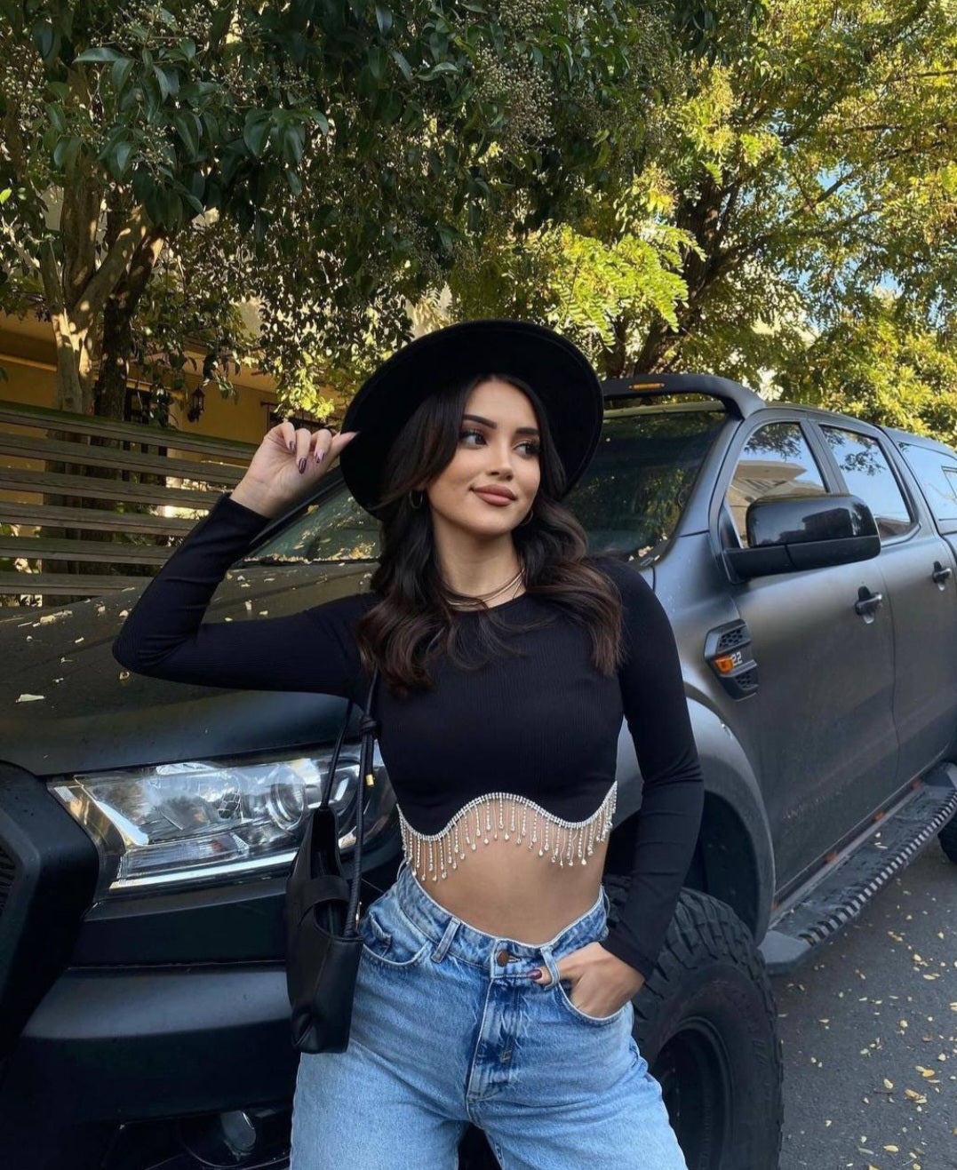 Black Diamond Crop Top