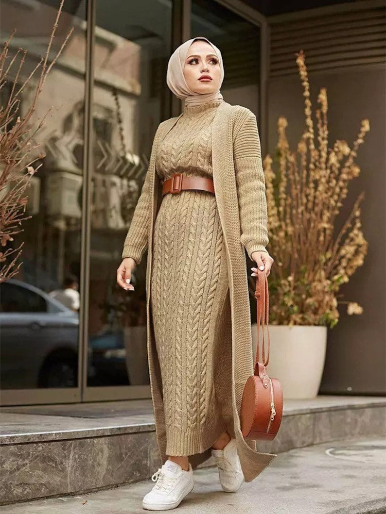 Wool dress set -beige