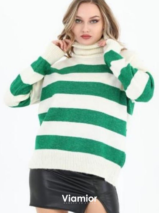 Green Lines Sweater