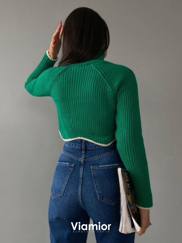 Green Cropped Sweater