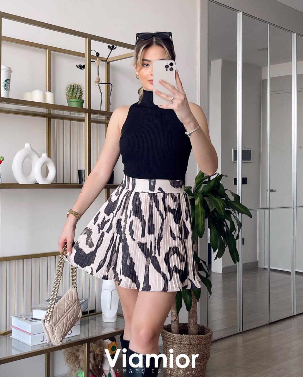 Zebra Plisse Skirt